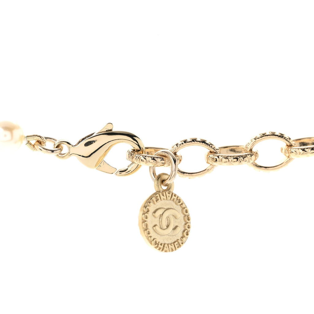 Pearl CC 100th Anniversary Necklace Light Gold