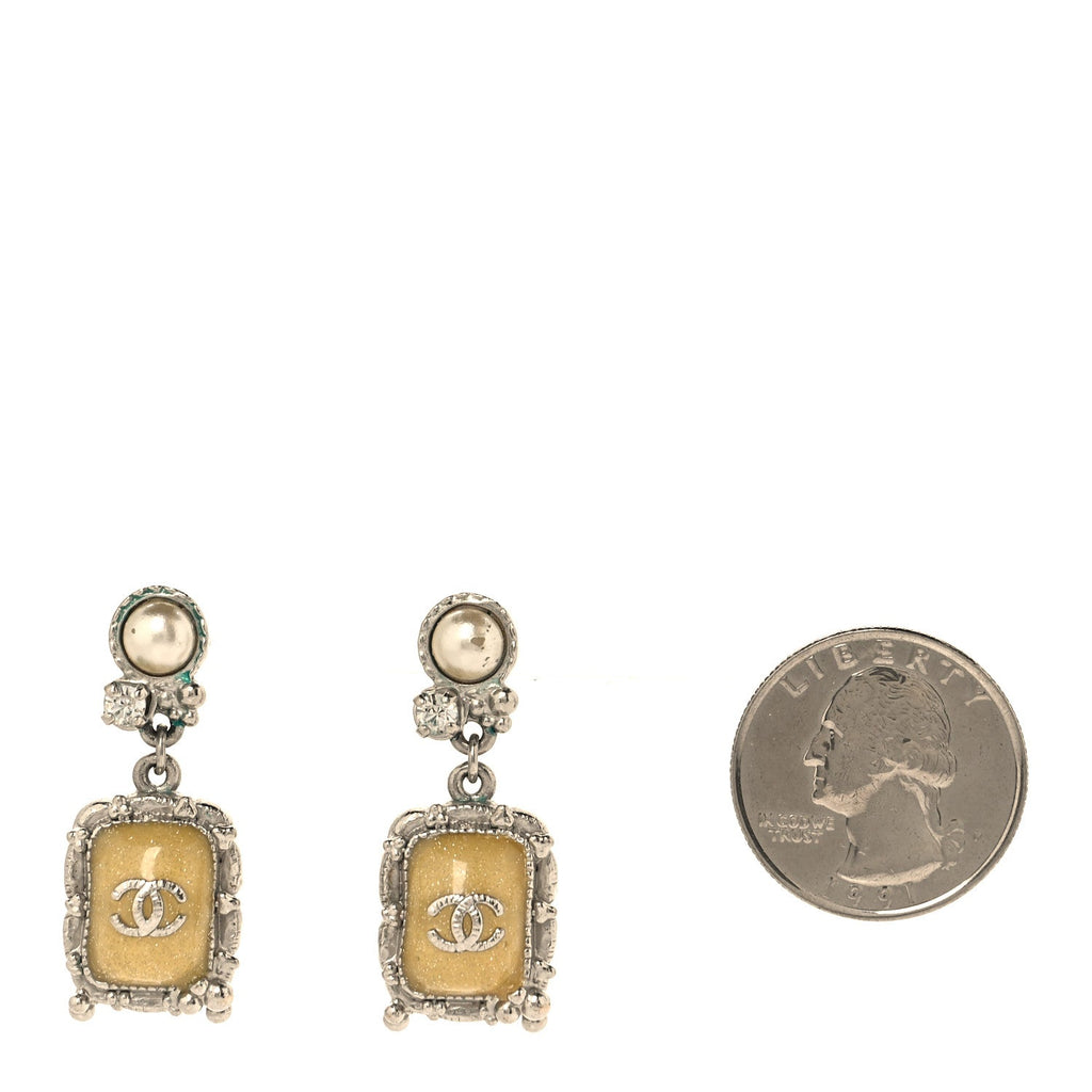 Gripoix Poured Glass Square CC Drop Earrings Green