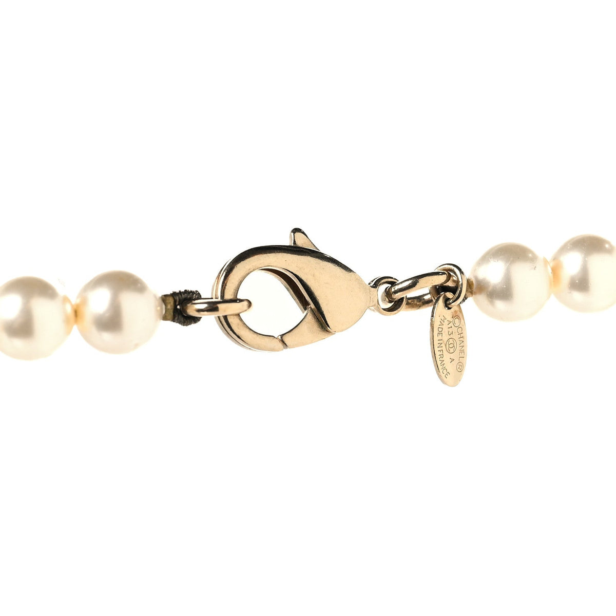 Crystal Pearl CC Long Necklace Gold