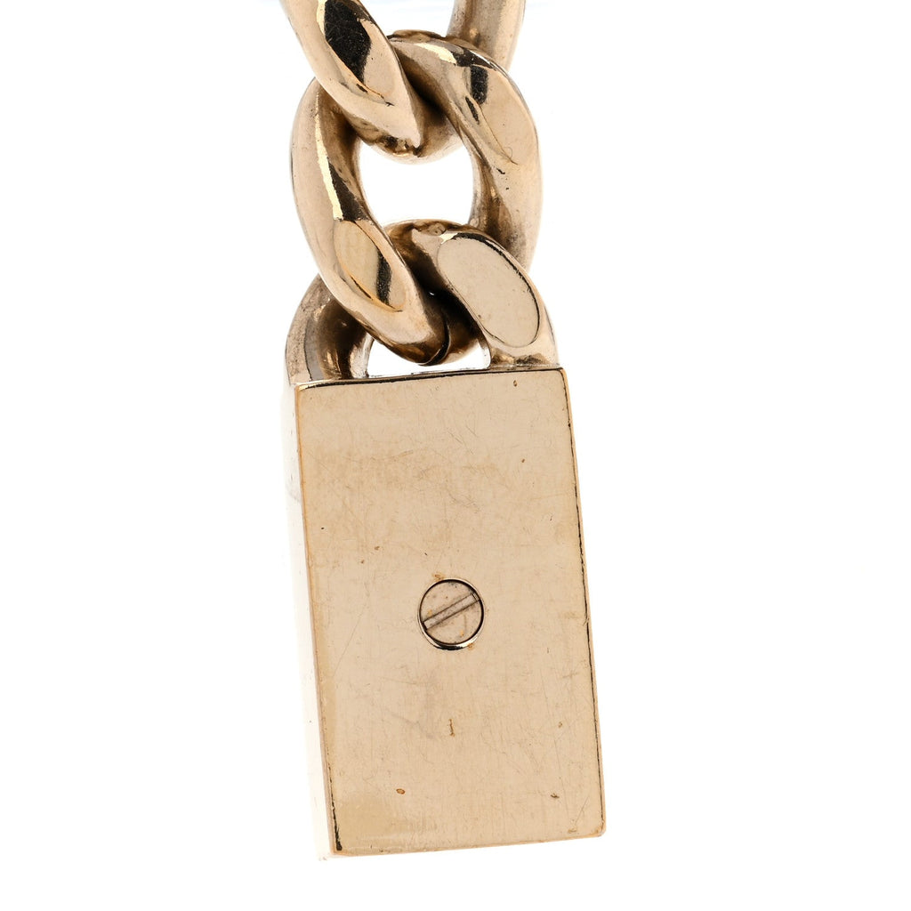 Chain Link Crystal CC Dog Tag Charm Necklace Gold