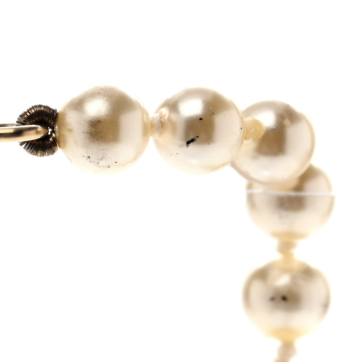 Pearl Baguette Crystal Long CC Necklace Gold