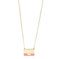 Metal Resin Flap Bag Long Necklace Gold Red