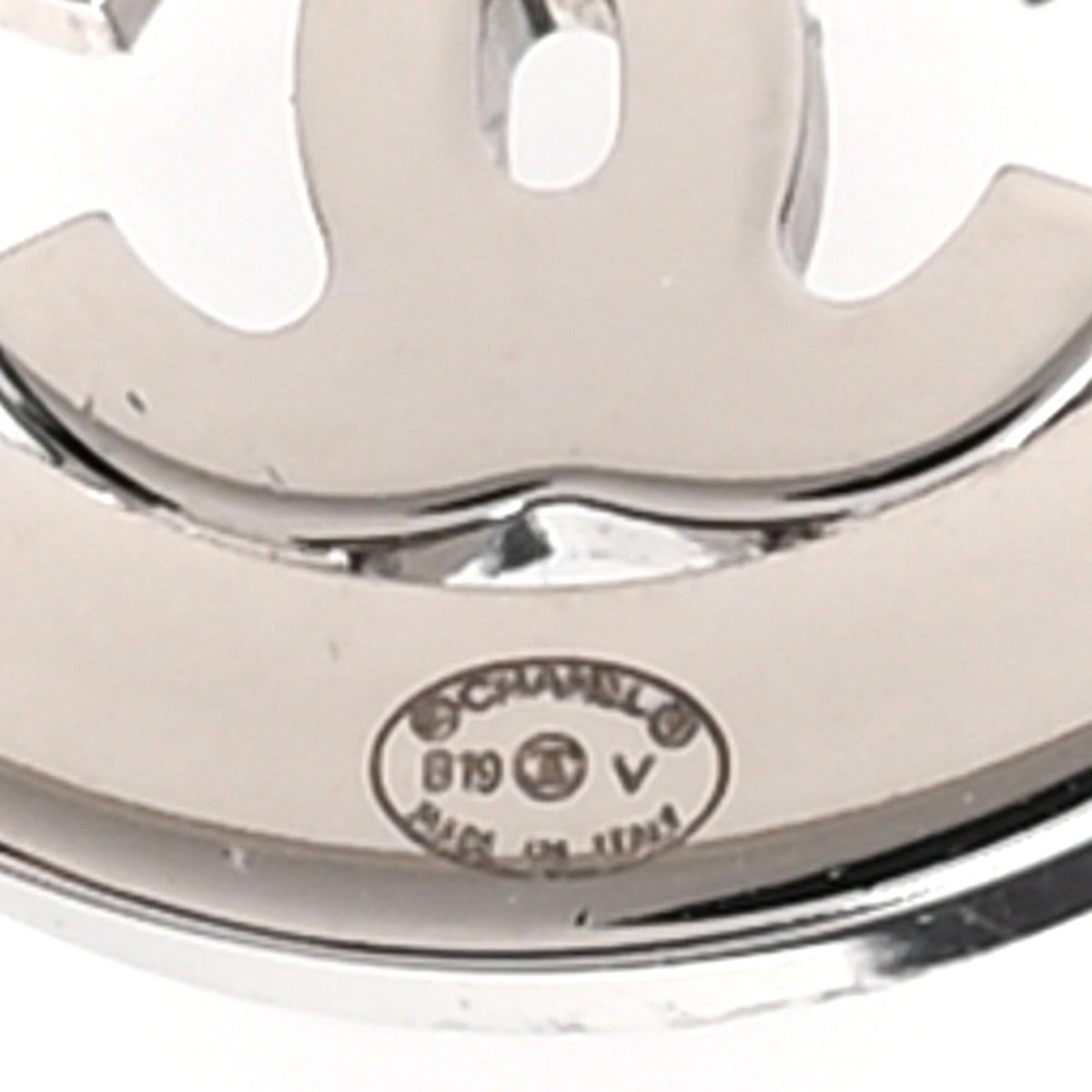 Crystal CC Round Earrings Silver