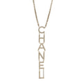 Metal Crystal Cha-Nel Logo Necklace Gold