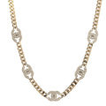 Crystal Chain CC Choker Gold Silver