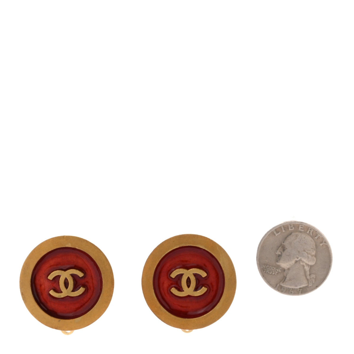 CC Clip On Earrings Red Gold