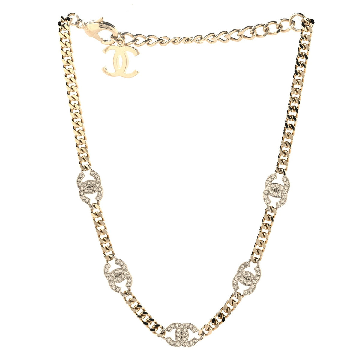 Crystal Chain CC Choker Gold Silver