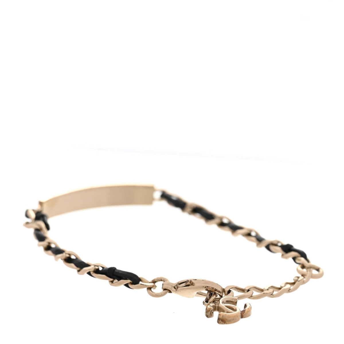 Metal Lambskin Crystal Sergeant Chanel Bracelet Gold