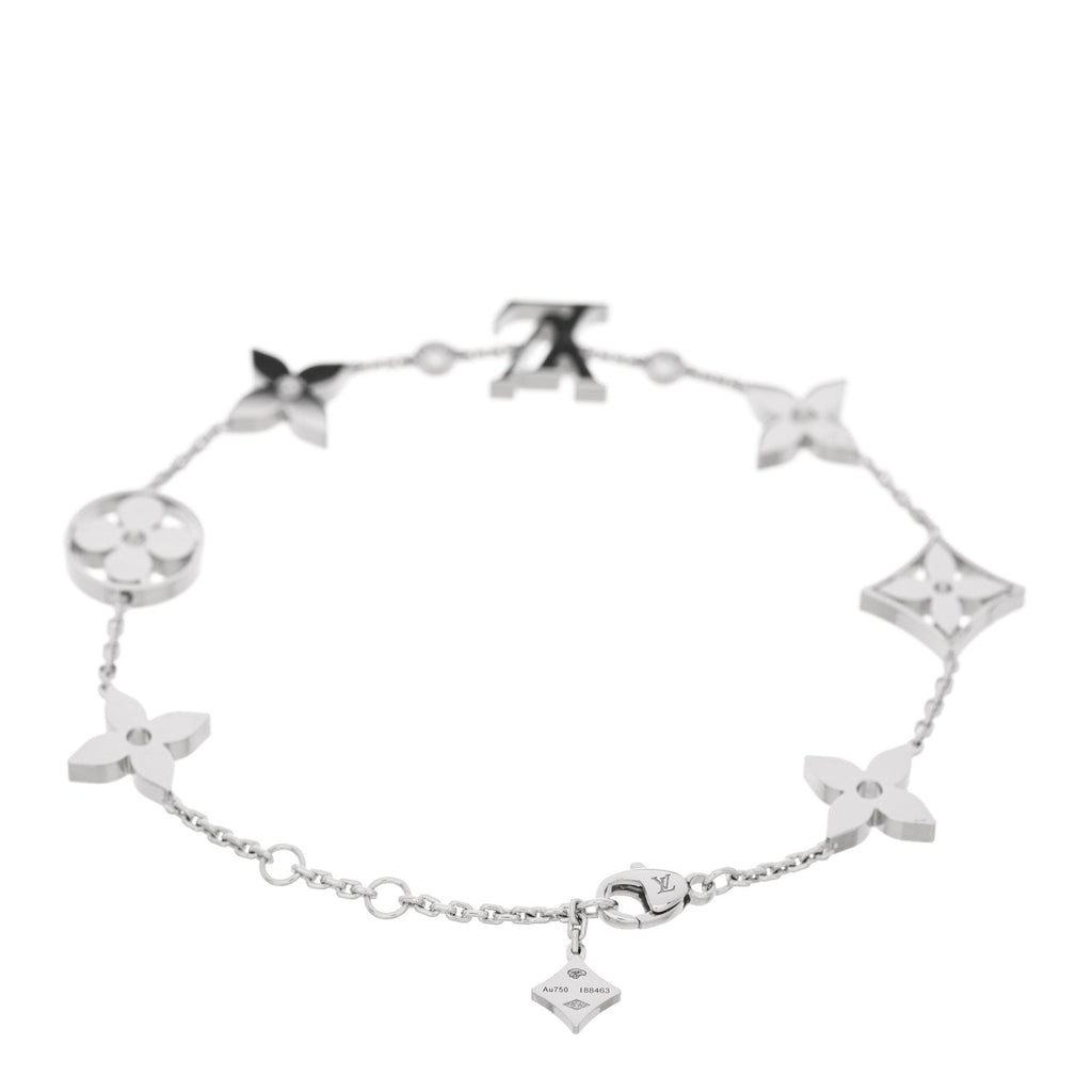 18K White Gold Diamond Idylle Blossom Monogram Bracelet