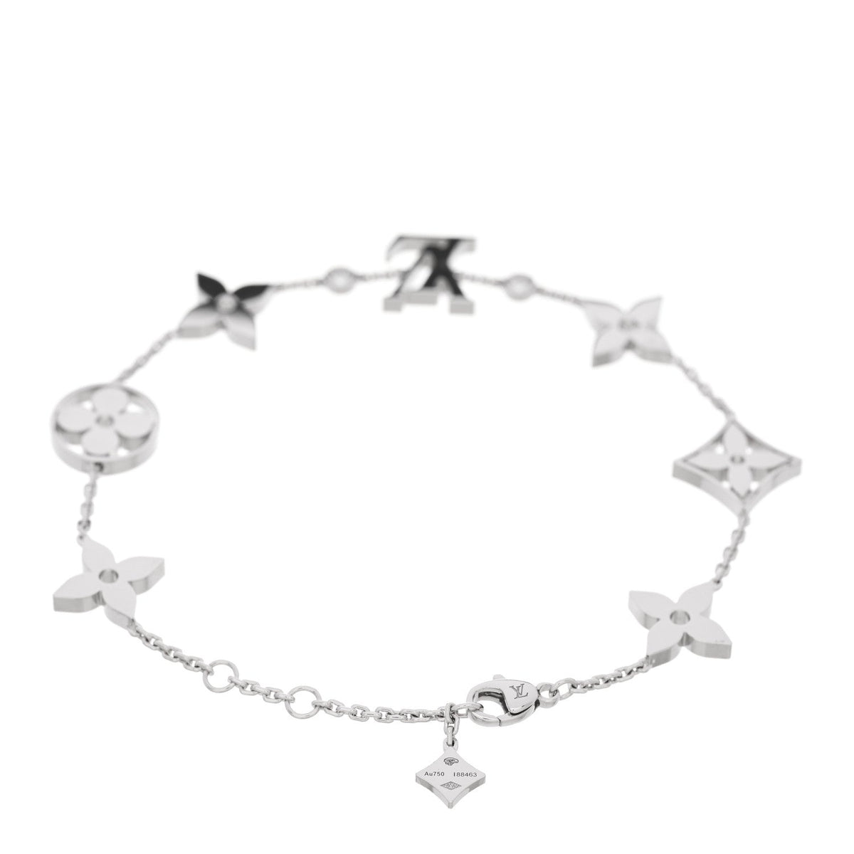 18K White Gold Diamond Idylle Blossom Monogram Bracelet