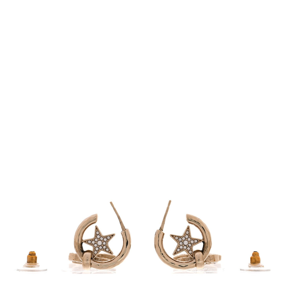Crystal CC Star Long Drop Earrings Gold