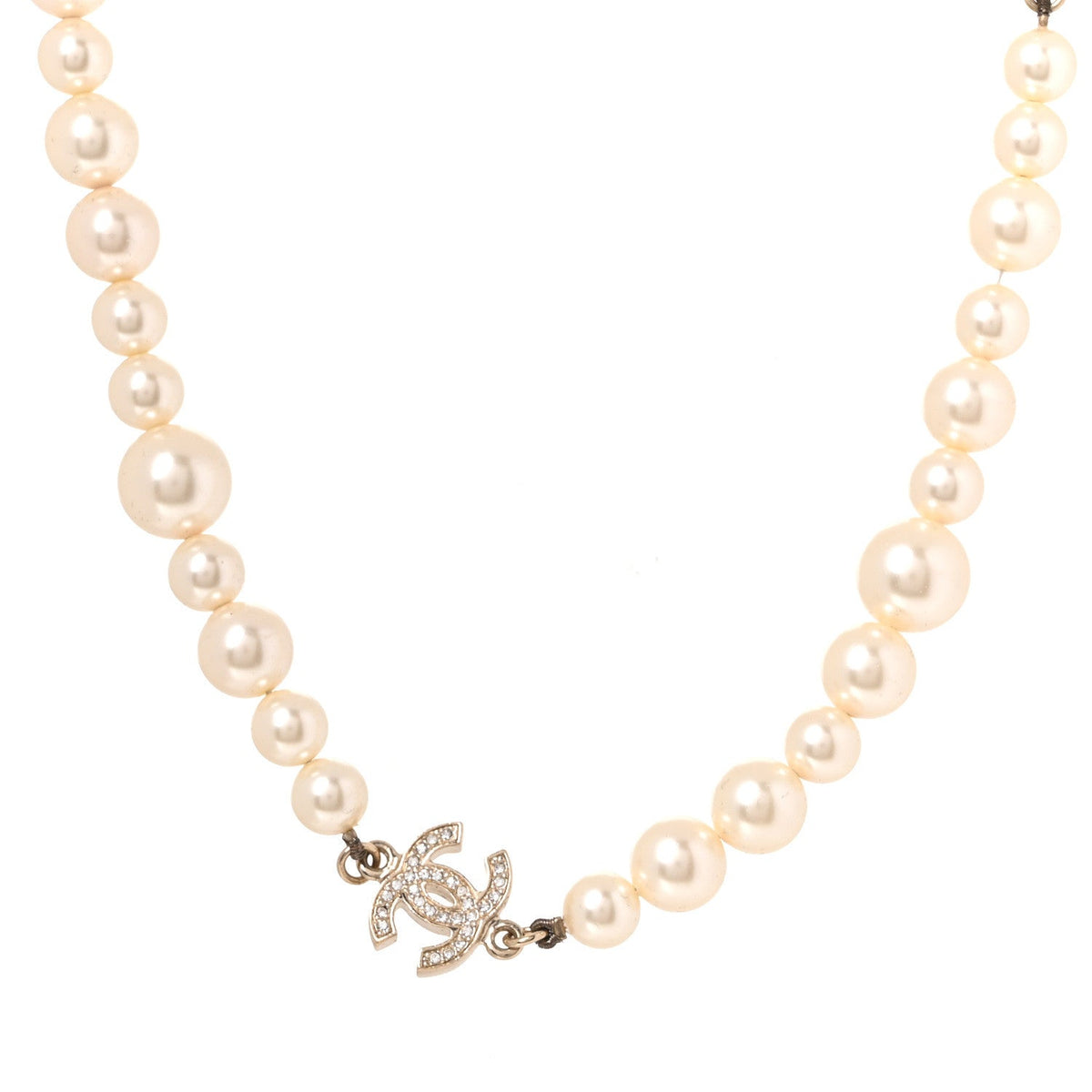 Crystal Pearl CC Short Necklace Gold