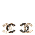 Enamel CC Logo Earrings Gold Black White