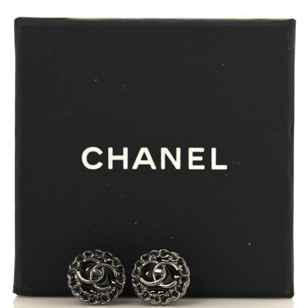 CC Chain Round Earrings Ruthenium Black Ruthenium Black