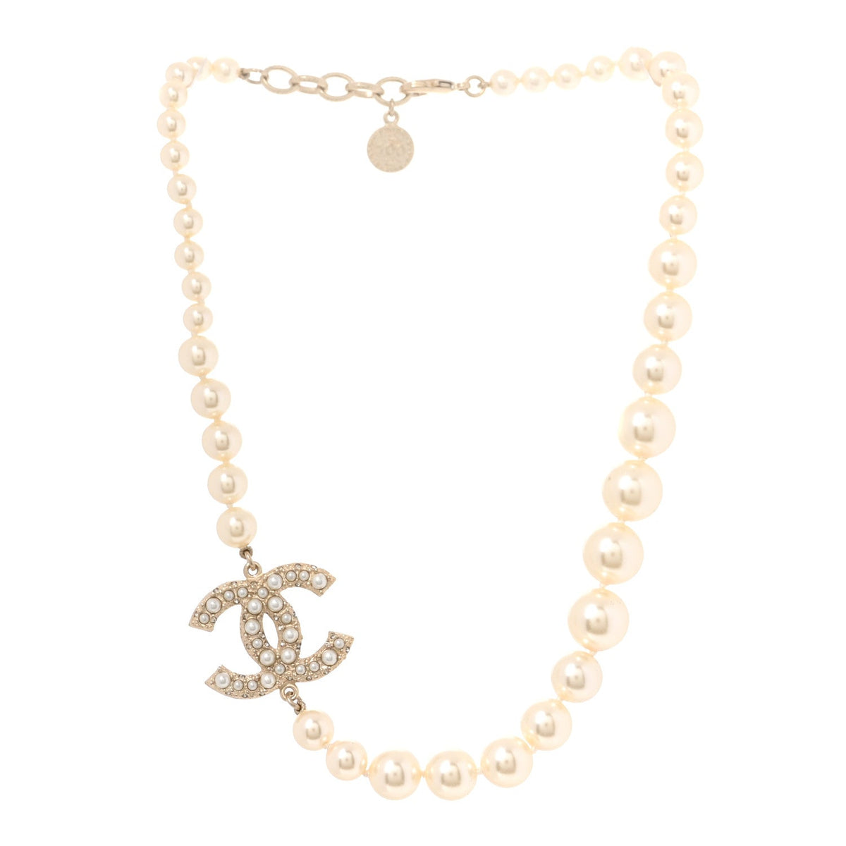 Pearl CC 100th Anniversary Necklace Light Gold