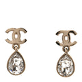Crystal CC Tear Drop Earrings Gold