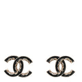 Enamel CC Baroque Earrings Black Gold