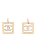Metal Crystal Square CC Dangle Earrings Gold