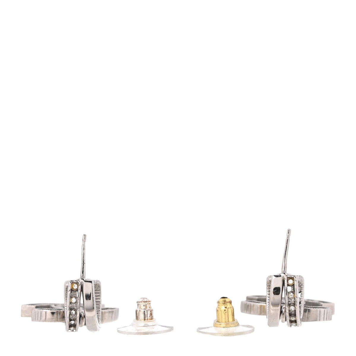 Crystal CC Drop Earrings Silver