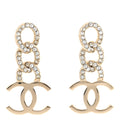 Metal Crystal CC Chain Drop Earrings Light Gold