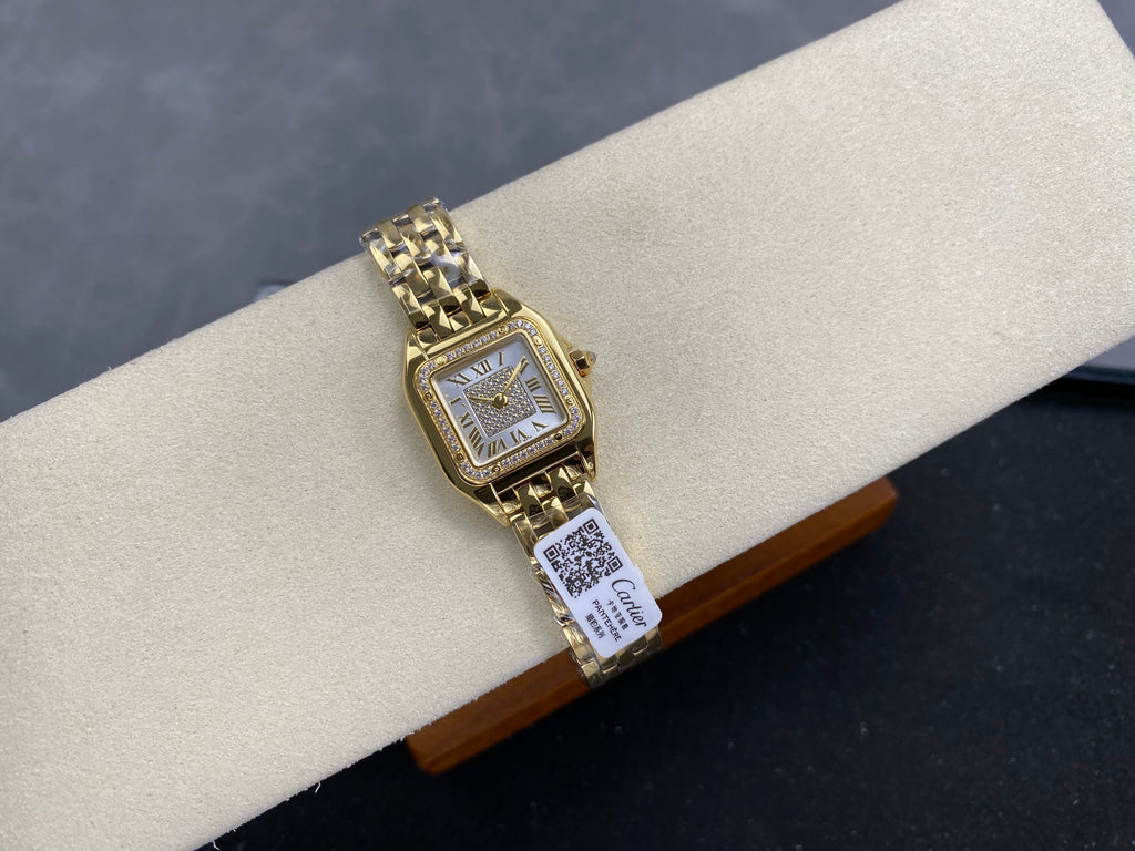 Cartier Panthère 37mm White Diamond Dial Gold Diamond Bezel