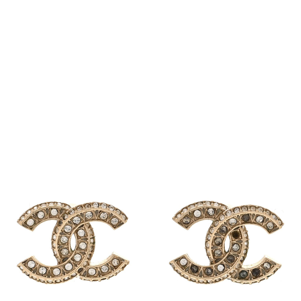 Crystal Timeless CC Earrings Light Gold