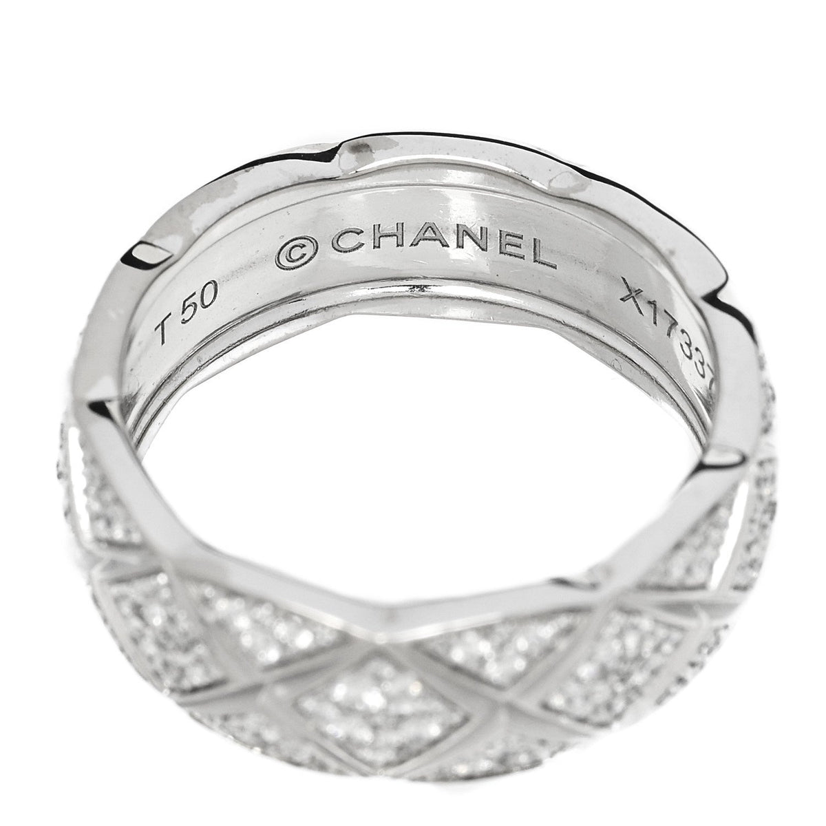 18K White Gold Diamond Small Coco Crush Pave Ring 50 5.5