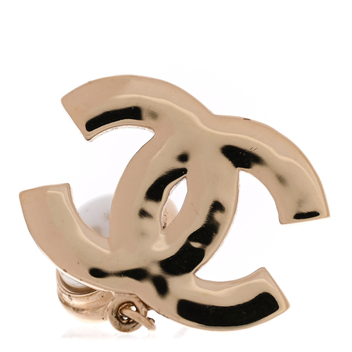 Pearl Enamel CC Drop Earrings Black