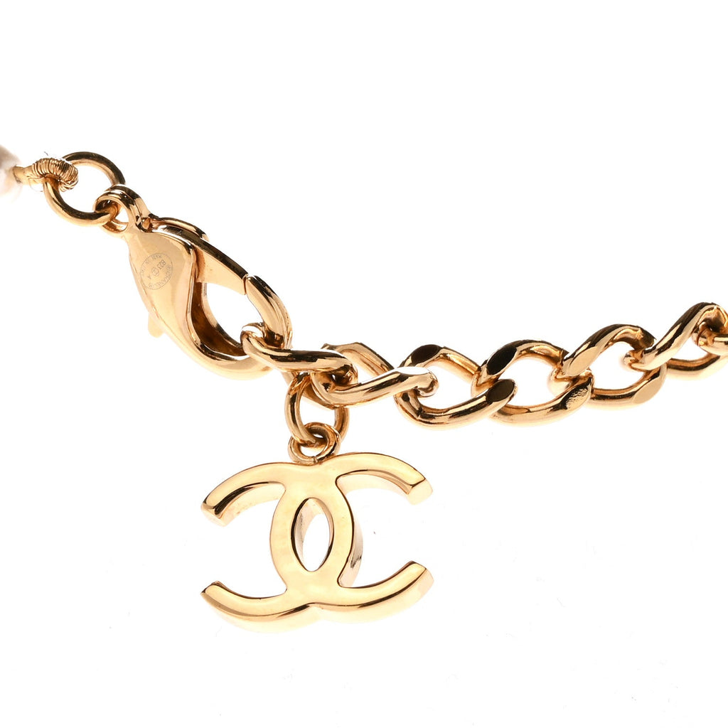 Metal Marble CC Chain Choker Necklace Gold White Gray