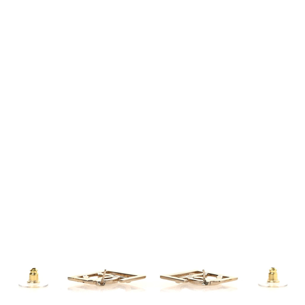 Metal Square Cutout CC Hoop Earrings Gold