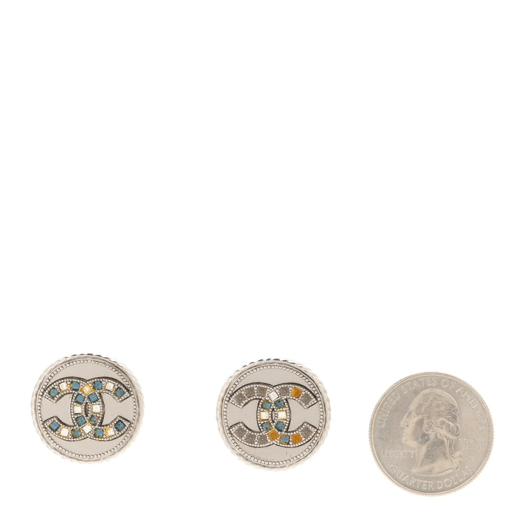 Ruthenium Crystal CC Round Earrings