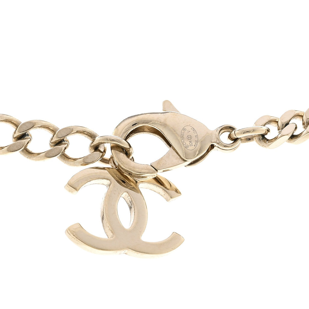 Crystal Chain CC Link Choker Gold Silver