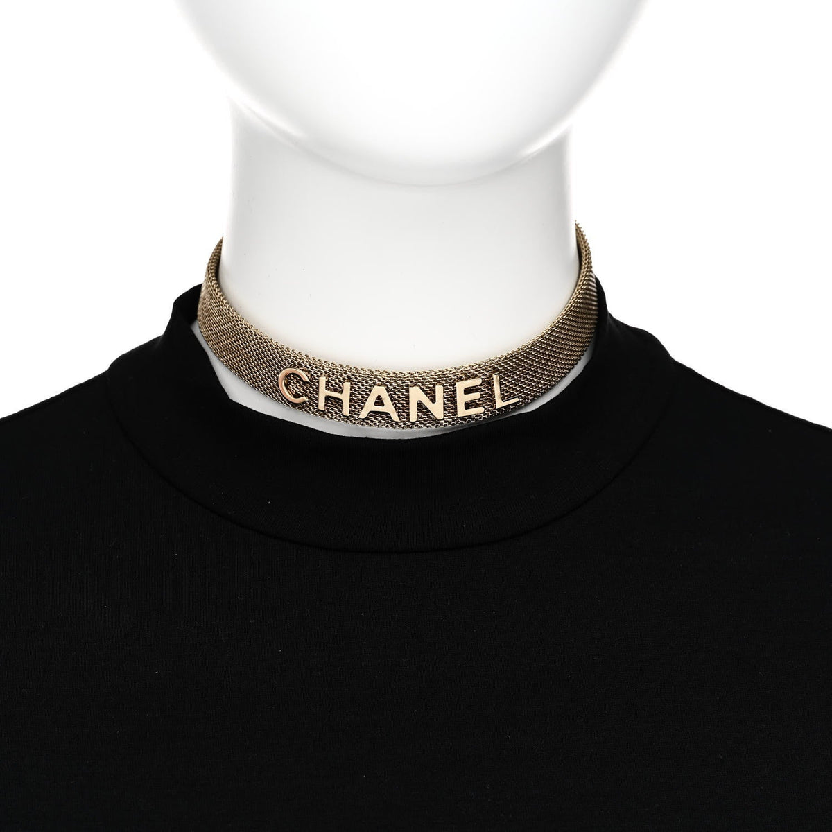 Mesh Logo Choker Necklace Gold