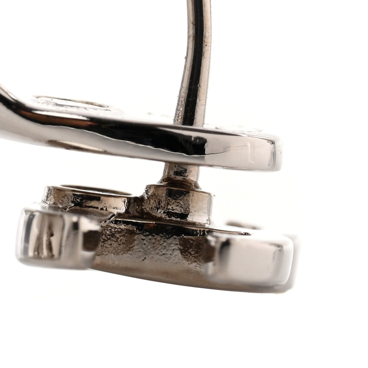 Metal CC Turnlock Drop Earrings Silver