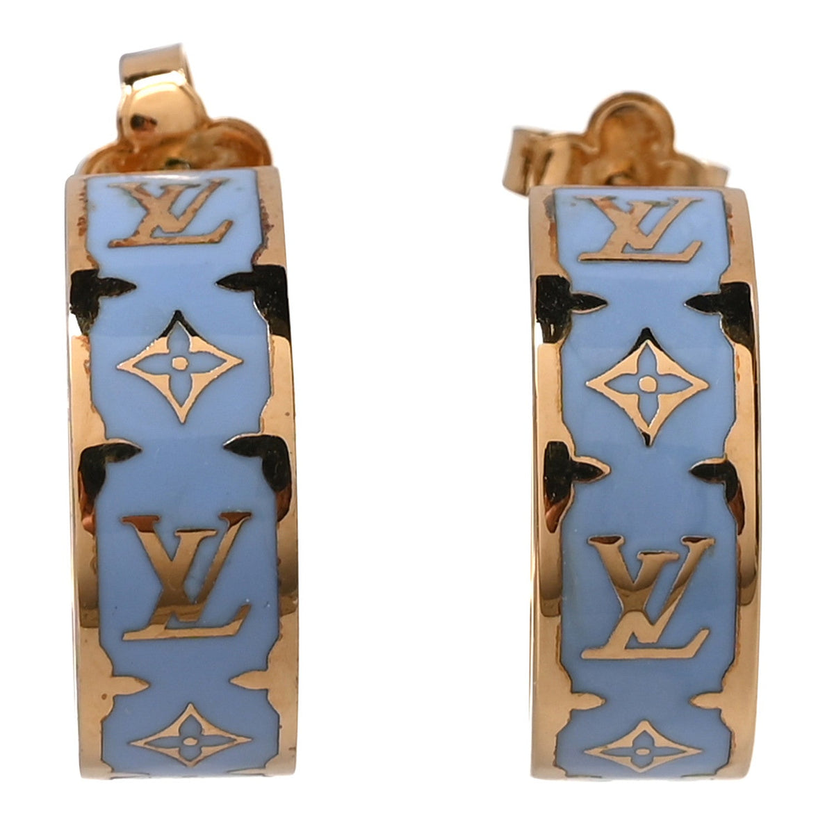 Enamel Nanogram Earrings Gold Blue
