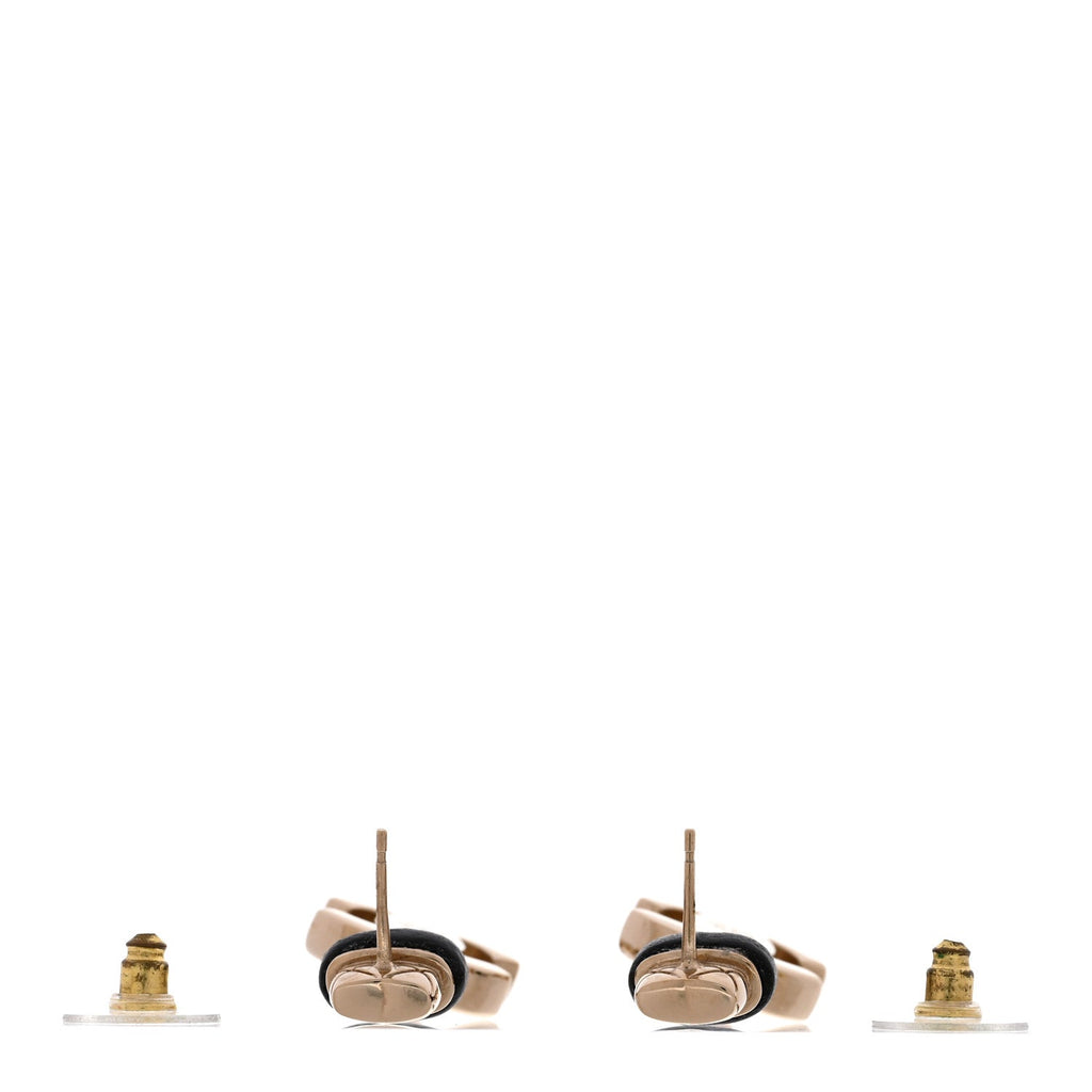 Lambskin CC Turnlock Drop Earrings Gold Black