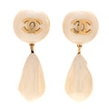 Pearl CC Drop Clip On Earrings Gold