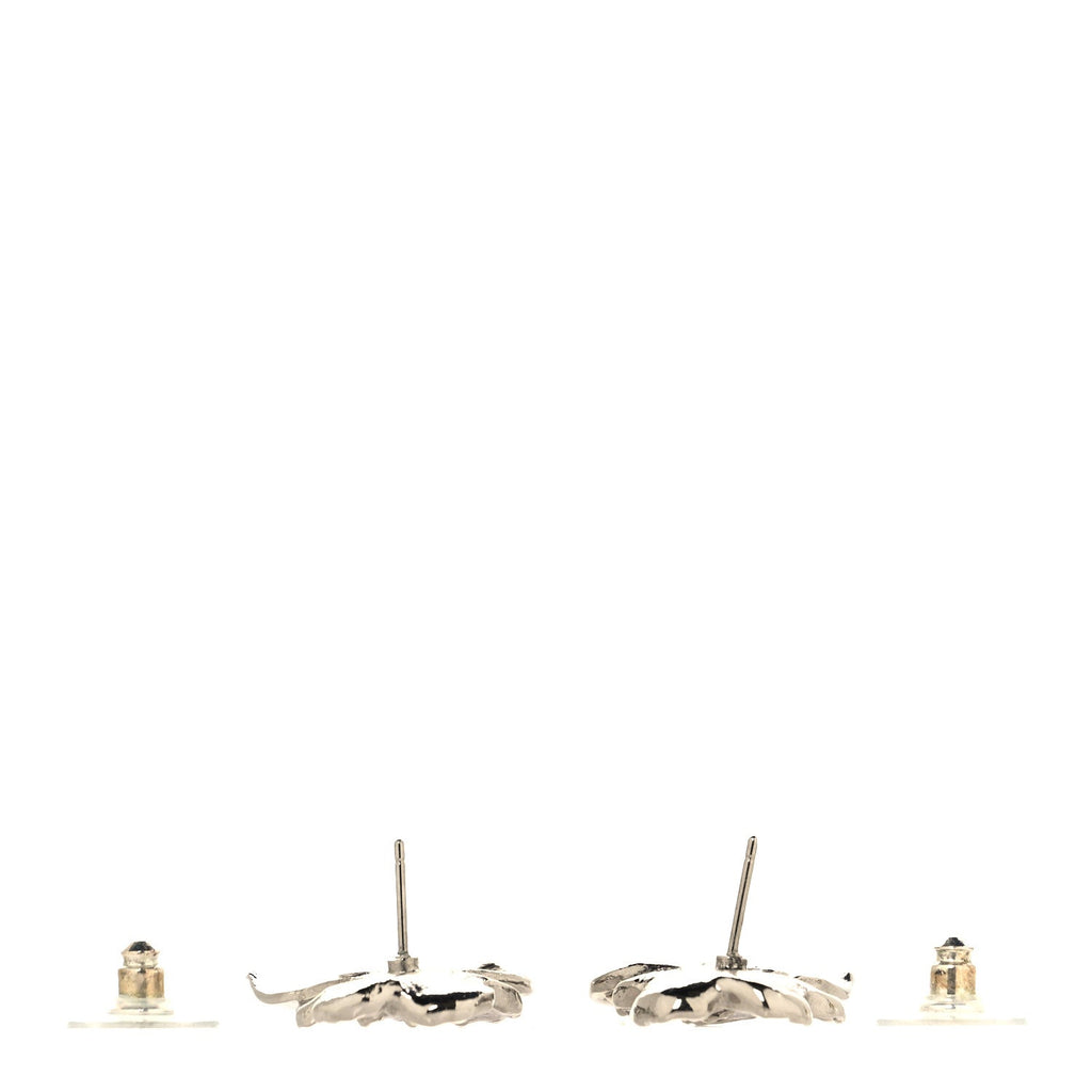 Crystal CC Camellia Earrings Silver