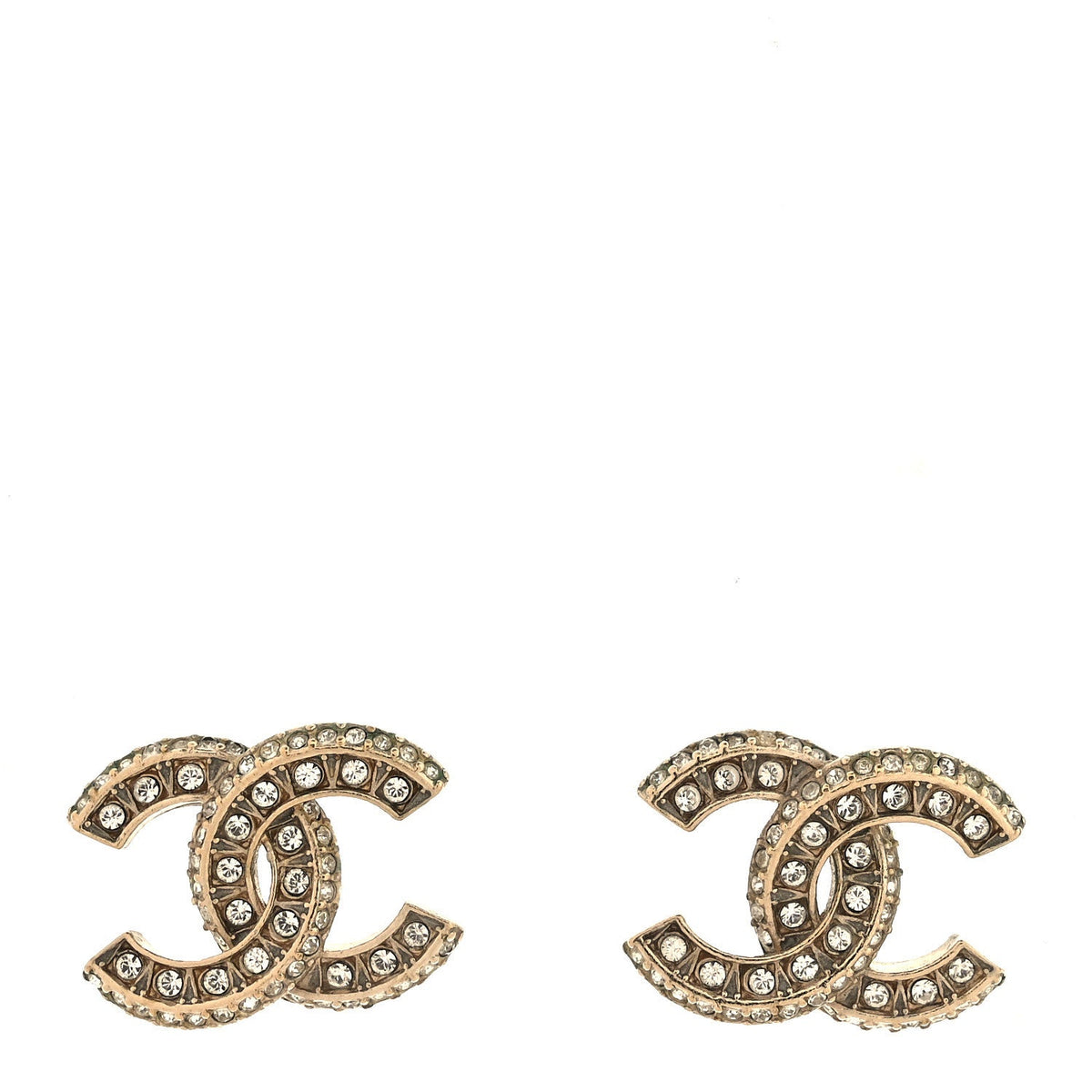 Crystal CC Stud Earrings Gold
