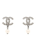 Ruthenium Crystal Pearl CC Drop Earrings