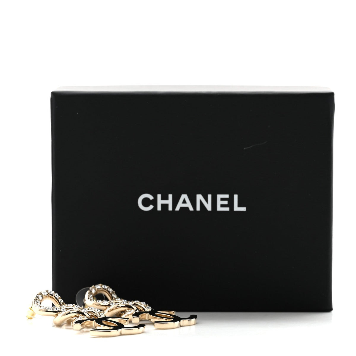 Metal Crystal CC Chain Drop Earrings Light Gold