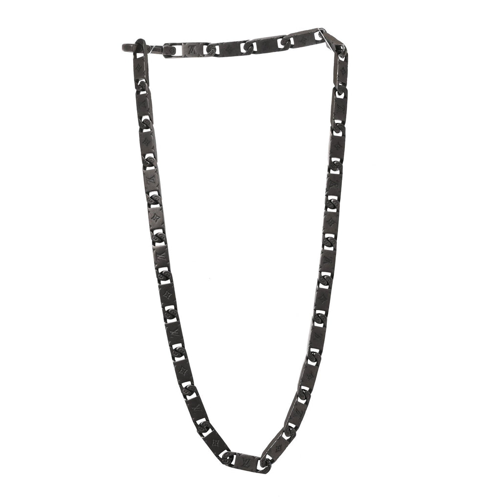 Metal Monogram Tied Up Necklace Black