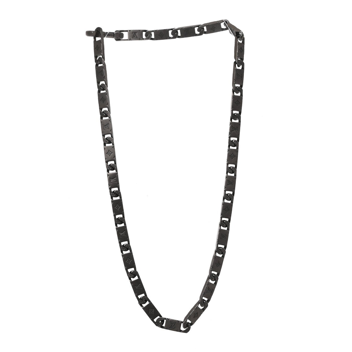 Metal Monogram Tied Up Necklace Black