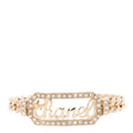 Crystal Pearl Logo Cuff Bracelet Gold