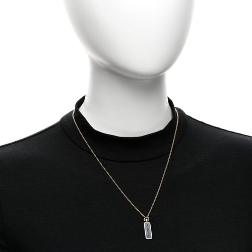 18K Yellow Gold Blue Titanium Small Les Gastons Tag Pendant Necklace