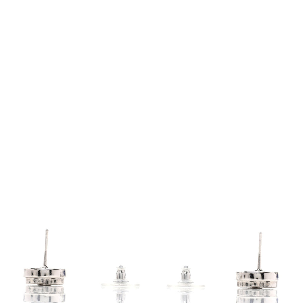 Crystal CC Round Earrings Silver