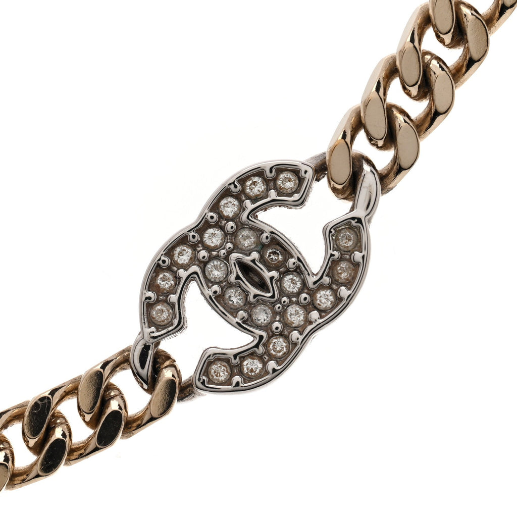 Crystal Chain CC Necklace Gold Silver