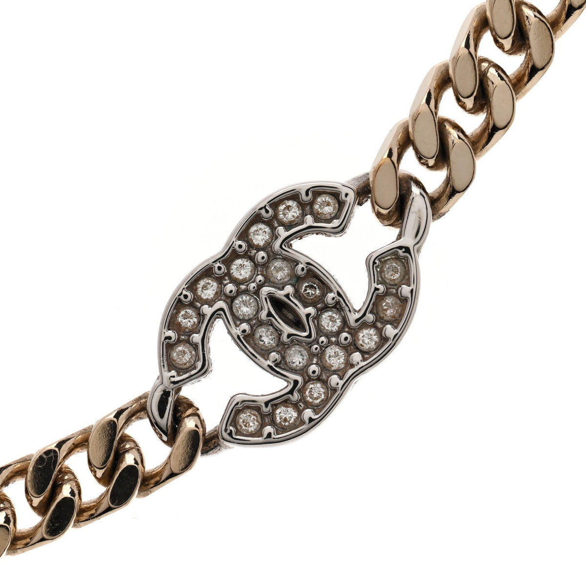 Crystal Chain CC Necklace Gold Silver