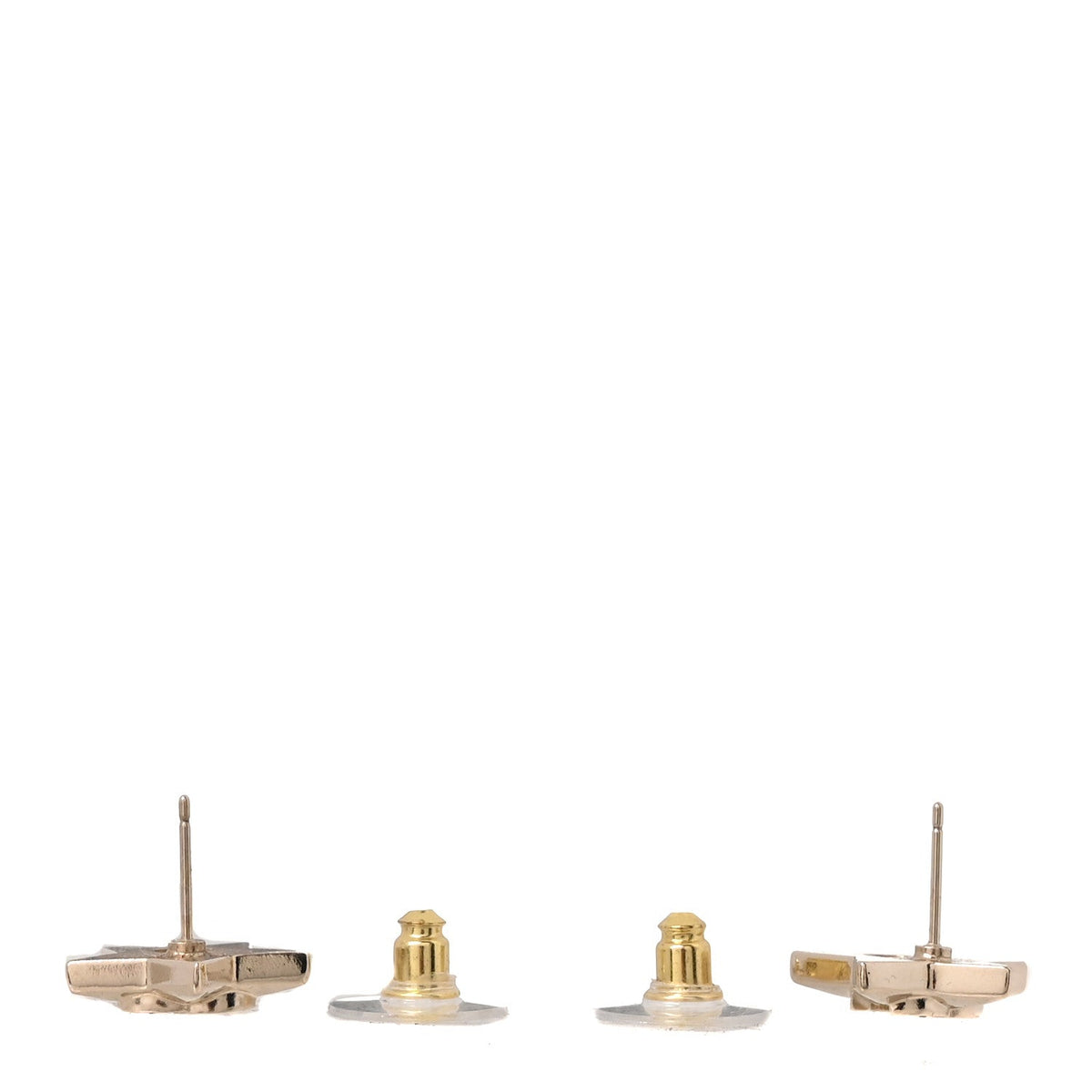 Metal Crystal CC Star Earrings Gold