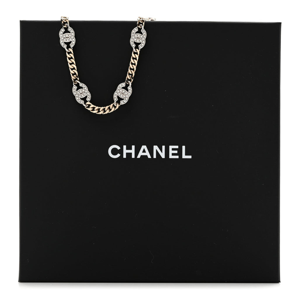 Crystal Chain Link CC Choker Gold Silver